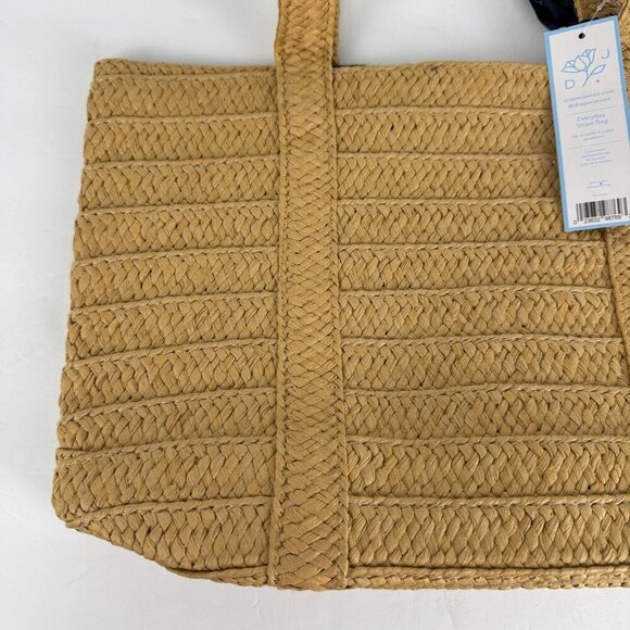 Draper James NEW Everday Straw Bag Blue Floral Scarf Beachy Summer Resort Casual - Picture 5 of 13